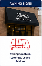 Awning sign and graphic options for Houston storefronts